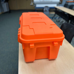 Aquacoil orange storage tote side