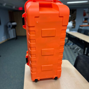 Aquacoil orange storage tote with wheels